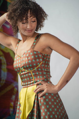 Beautiful bustier top with piping detailing: Africanprints, Africanfashion, ankaratop